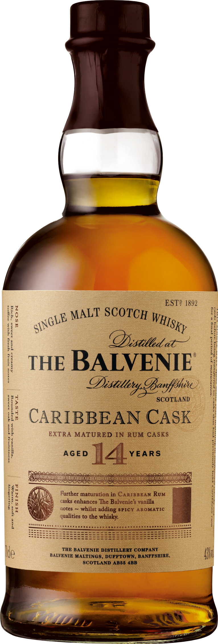 Balvenie 14 Years Carribean Cask 43% 0.7L-Artikelnummer-30607-von-Balvenie