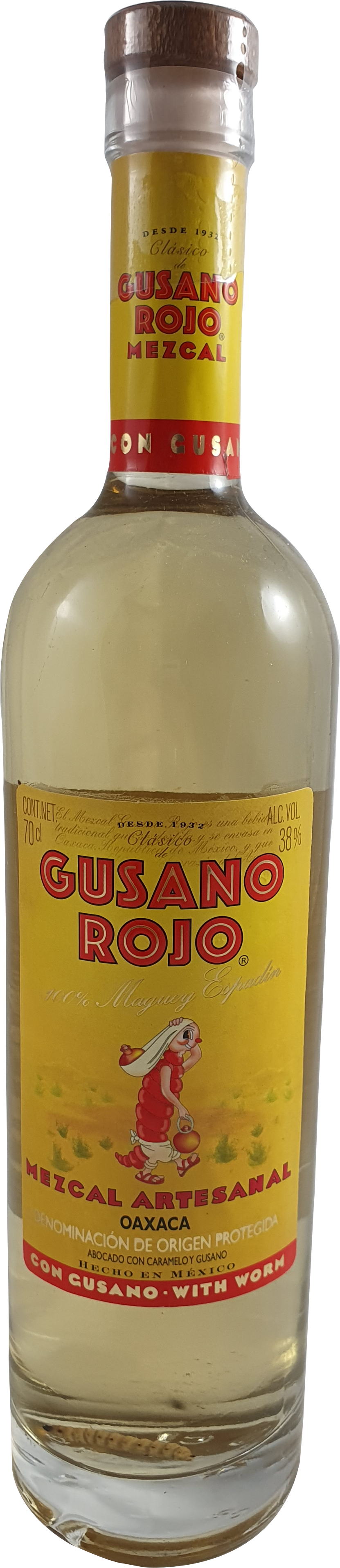 Gusano Rojo Mezcal Agavenbrand Wurm 38 % 0.7L
