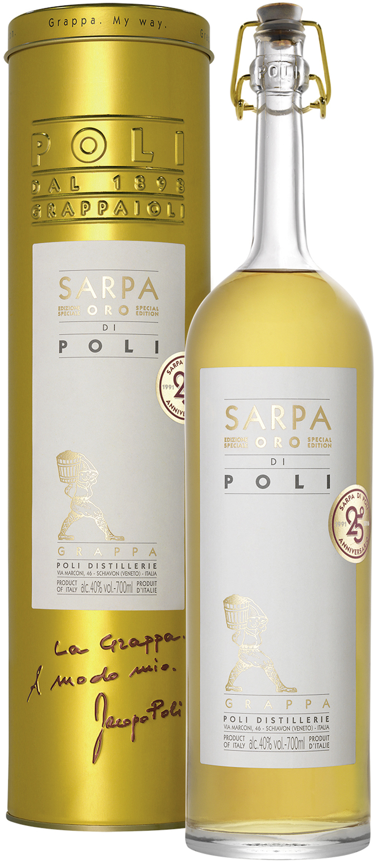 Poli Sarpa Oro di Poli Barrique Grappa 40 % 0.7L-Artikelnummer-30248-von-Poli Distillerie