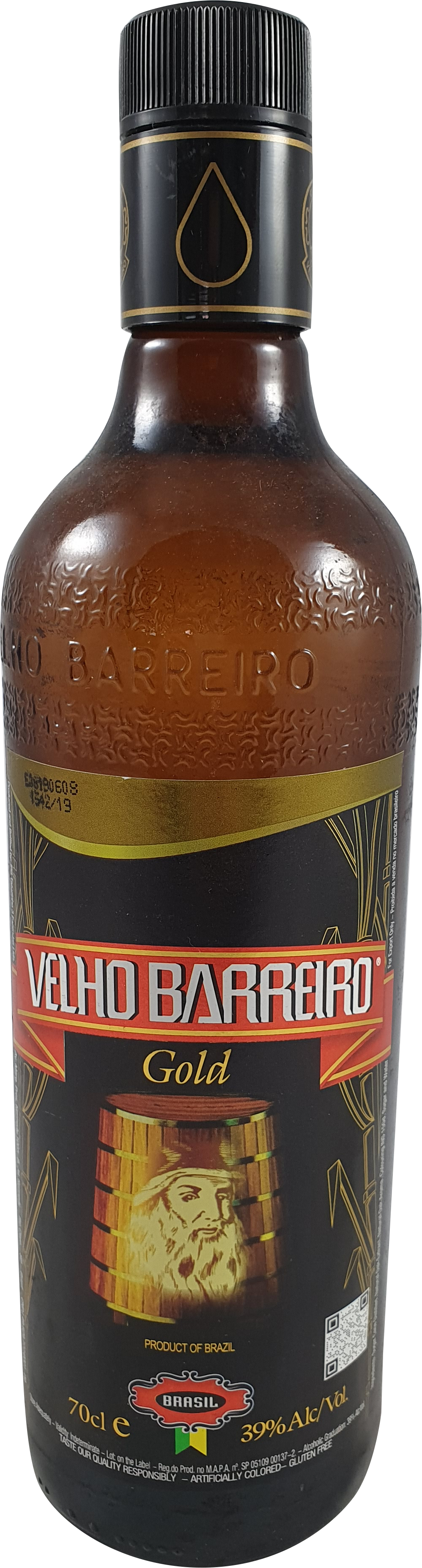 Velho Barreiro Cachaca Gold 39% 0,7L-Artikelnummer-30613-von-Velho Barreiro