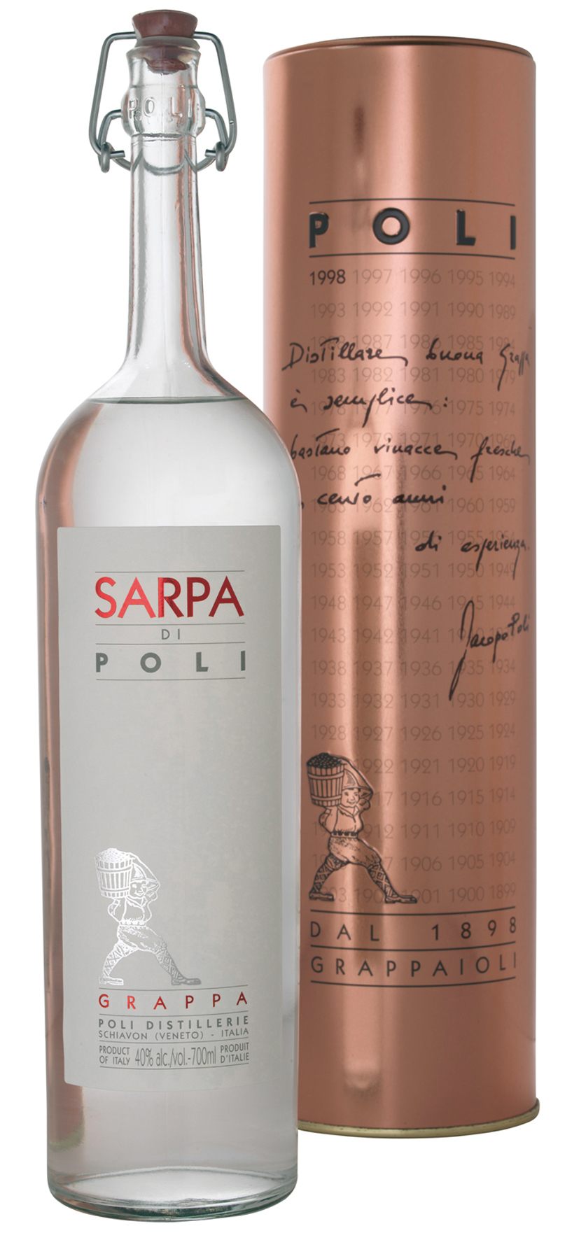Poli Sarpa Di Poli Grappa 40 % 0.7L-Artikelnummer-30247-von-Poli Distillerie